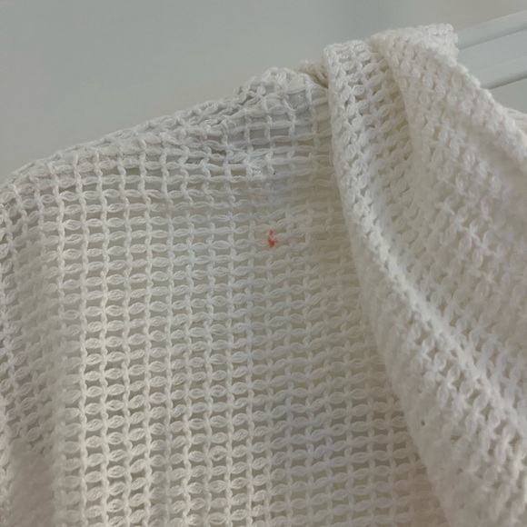 White Cotton Mesh Zip Up Hoodie - Picture 5 of 5